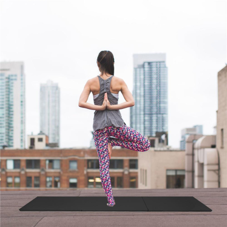 Saltea fitness groasa pentru antrenamente gimnastica, pliabila, PVC, 180x60x5cm, negru [12]