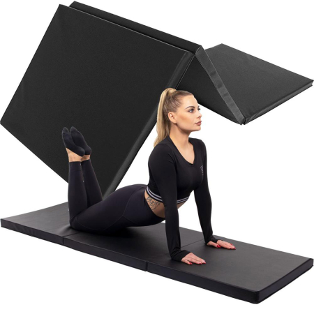 Saltea fitness groasa pentru antrenamente gimnastica, pliabila, PVC, 180x60x5cm, negru [14]
