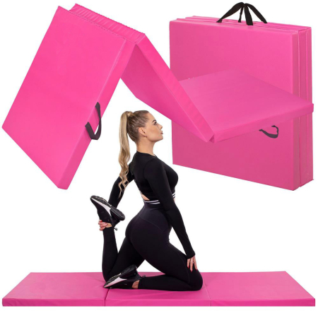 Saltea fitness groasa pentru antrenamente gimnastica, pliabila, 180x60x5cm, roz [5]