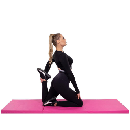 Saltea fitness groasa pentru antrenamente gimnastica, pliabila, 180x60x5cm, roz [11]