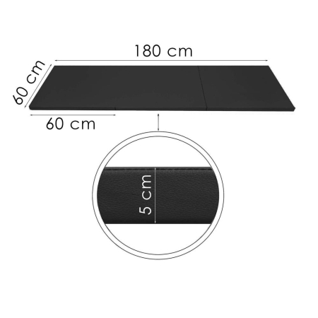 Saltea fitness groasa pentru antrenamente gimnastica, pliabila, PVC, 180x60x5cm, negru [22]
