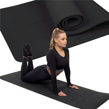 Saltea pentru antrenament, yoga, fitness, aerobic, pilates, exercitii la sol, 183x61cm, negru [3]