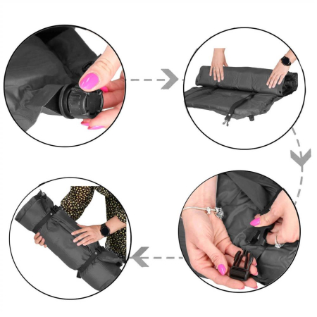 Saltea plabila cu perna din spuma poliuretanica, cu autoumflare, 193x68x3.5cm, gri [17]