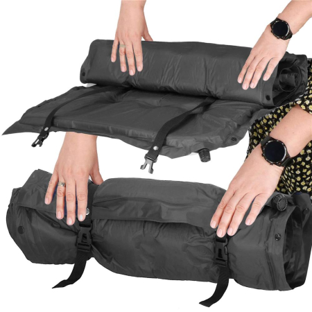 Saltea plabila cu perna din spuma poliuretanica, cu autoumflare, 193x68x3.5cm, gri [9]