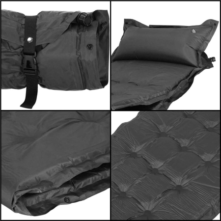 Saltea plabila cu perna din spuma poliuretanica, cu autoumflare, 193x68x3.5cm, gri [8]