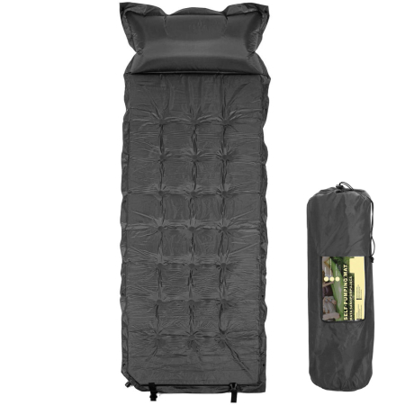 Timp liber - Saltea plabila cu perna din spuma poliuretanica, cu autoumflare, 193x68x3.5cm, gri