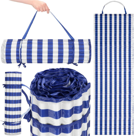 Saltea plaja pliabila din spuma EPE, cu maner si prindere, 180x60x1 cm, albastru cu dungi [6]