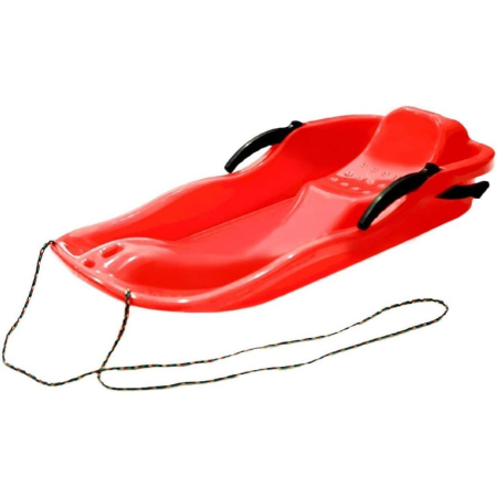 Sanii - Sanie, , din Plastic, +3 Ani, 87 x 40 x 17.5 cm, cu Frana si Franghie, pentru Adulti si Copii, Rosu