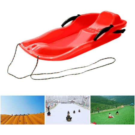 Sanie, , din Plastic, +3 Ani, 87 x 40 x 17.5 cm, cu Frana si Franghie, pentru Adulti si Copii, Rosu [4]