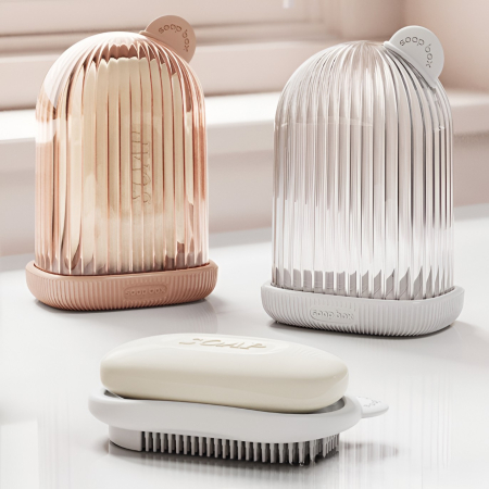 Sapuniera de Calatorie, , Suport pentru Sapun cu Scurgere a Apei, Recipient cu Capac Depozitare, Savoniera pentru Baie, 12.6x6.1x8.4cm, Alb [1]