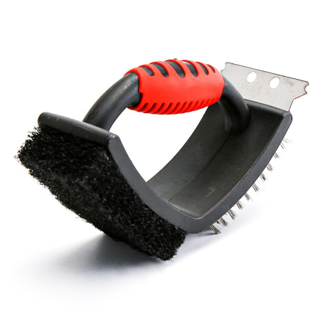 Sarma pentru Gratar, , 3 in 1, cu Racleta si Burete, Sarna din Otel Inoxidabil, 16 x 7 x 11 cm [3]