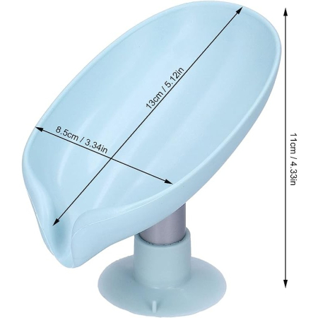 Savoniera , cu scurgere, pentru sapun, cu ventuza, material ABS, 13 x 8.5 x 10.5 cm, albastru [6]