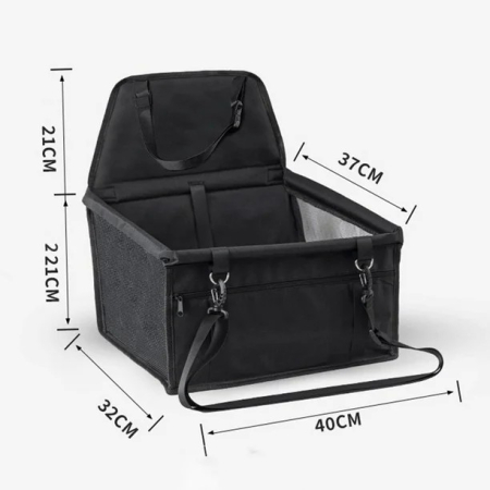 Scaun Auto pentru Animalele de Companie, , Cos Auto pentru Animale, cu Prindere de Scaun si Centura de Siguranta, 41 x 34 x 28 cm, Negru [1]