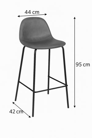 Scaun bar Atmosphera Vladi, cadru metal si lemn, 44x42x95 cm, gri [5]