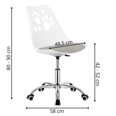 Scaun birou ergonomic, cu sezut din spuma, reglabil pe inaltime, maxim 120 kg, 90x49x48 cm, alb si gri [4]