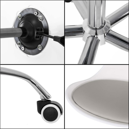 Scaun birou ergonomic, cu sezut din spuma, reglabil pe inaltime, maxim 120 kg, 90x49x48 cm, alb si gri [17]