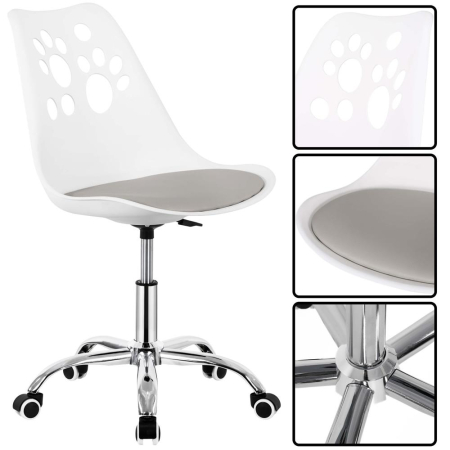 Scaun birou ergonomic, cu sezut din spuma, reglabil pe inaltime, maxim 120 kg, 90x49x48 cm, alb si gri [16]
