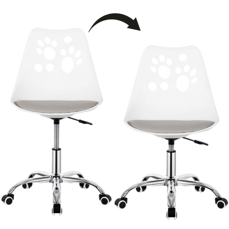 Scaun birou ergonomic, cu sezut din spuma, reglabil pe inaltime, maxim 120 kg, 90x49x48 cm, alb si gri [15]