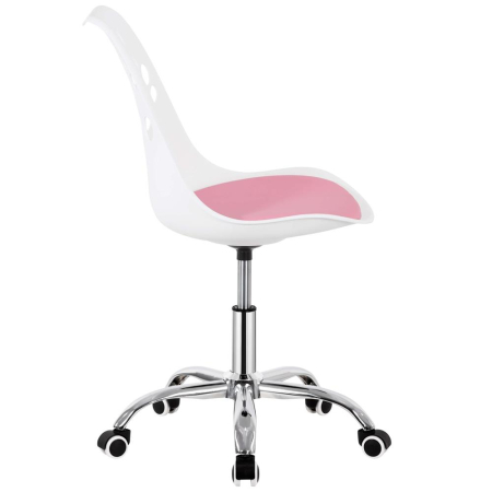 Scaun birou ergonomic, cu sezut din spuma, reglabil pe inaltime, maxim 120 kg, 90x49x48 cm, alb si roz [20]
