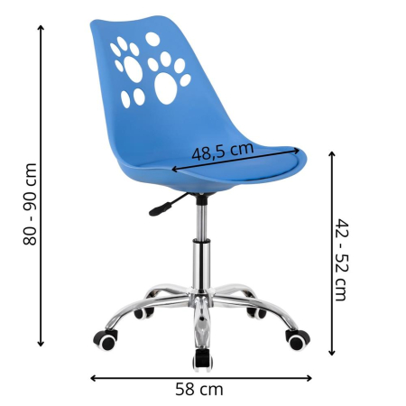 Scaun birou ergonomic, cu sezut din spuma, reglabil pe inaltime, maxim 120 kg, 90x49x48 cm, albastru [1]