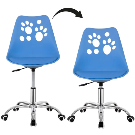 Scaun birou ergonomic, cu sezut din spuma, reglabil pe inaltime, maxim 120 kg, 90x49x48 cm, albastru [16]