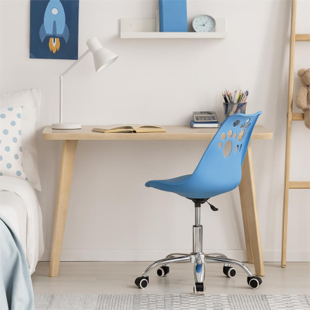 Scaun birou ergonomic, cu sezut din spuma, reglabil pe inaltime, maxim 120 kg, 90x49x48 cm, albastru [2]