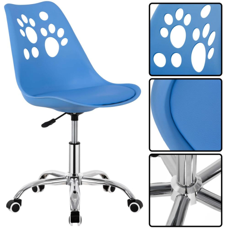 Scaun birou ergonomic, cu sezut din spuma, reglabil pe inaltime, maxim 120 kg, 90x49x48 cm, albastru [17]