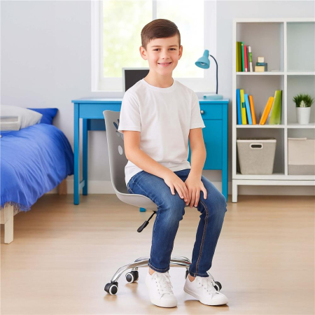 Scaun birou ergonomic, cu sezut din spuma, reglabil pe inaltime, maxim 120 kg, 90x49x48 cm, gri [5]