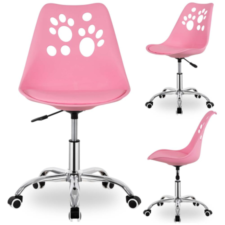 Scaun birou ergonomic, cu sezut din spuma, reglabil pe inaltime, maxim 120 kg, 90x49x48 cm, roz [7]