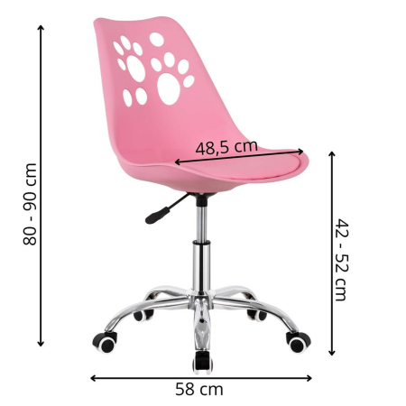 Scaun birou ergonomic, cu sezut din spuma, reglabil pe inaltime, maxim 120 kg, 90x49x48 cm, roz [23]