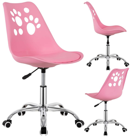 Scaun birou ergonomic, cu sezut din spuma, reglabil pe inaltime, maxim 120 kg, 90x49x48 cm, roz [4]