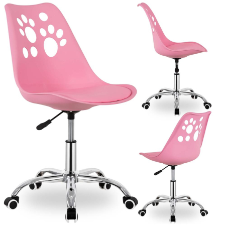 Scaun birou ergonomic, cu sezut din spuma, reglabil pe inaltime, maxim 120 kg, 90x49x48 cm, roz [5]