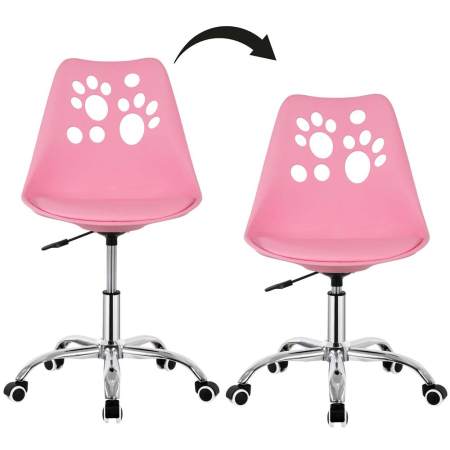 Scaun birou ergonomic, cu sezut din spuma, reglabil pe inaltime, maxim 120 kg, 90x49x48 cm, roz [22]