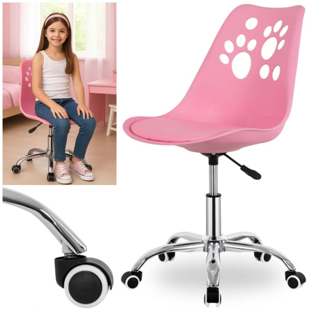 Scaun birou ergonomic, cu sezut din spuma, reglabil pe inaltime, maxim 120 kg, 90x49x48 cm, roz [9]