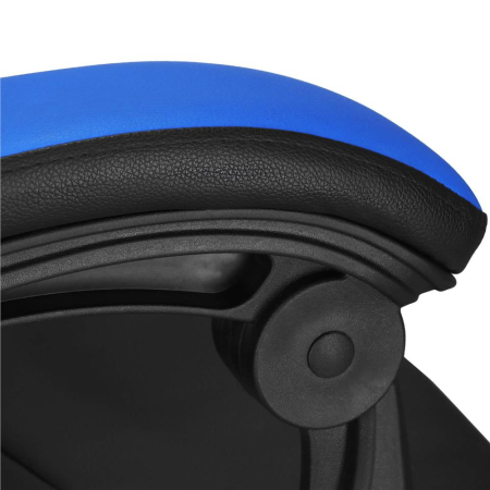 Scaun birou pentru gaming, ergonomic, suport lombar si tetiera, 114-123x55x50 cm, negru si albastru [14]