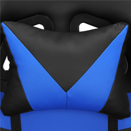 Scaun birou pentru gaming, ergonomic, suport lombar si tetiera, 114-123x55x50 cm, negru si albastru [16]