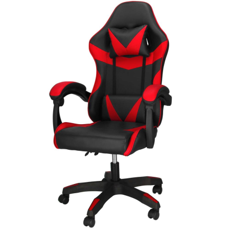 Scaun birou pentru gaming, ergonomic, suport lombar si tetiera, 114-123x55x50 cm, negru si rosu [11]