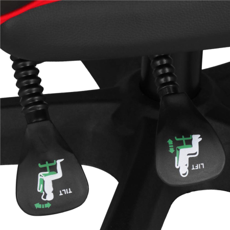 Scaun birou pentru gaming, ergonomic, suport lombar si tetiera, 114-123x55x50 cm, negru si rosu [15]