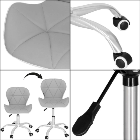 Scaun de birou ergonomic, tapitat cu piele ecologica, 120kg, alb gri [6]