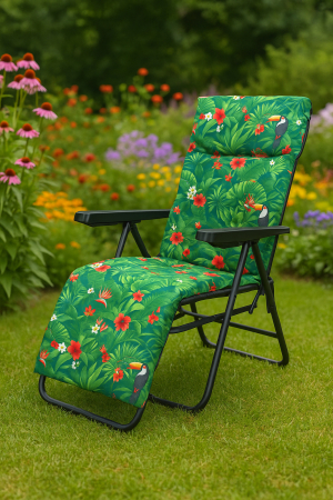 Scaun de gradina cu perna, reglaj pe pozitii, cadru metalic pliabil, 57x83x106 cm, multicolor [9]