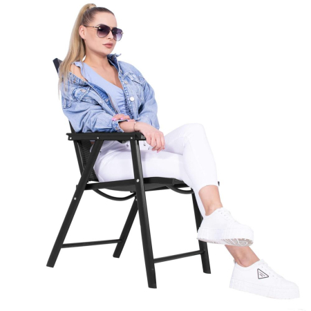 Scaun de gradina metalic, pliabil, 95x57x66cm, maxim 150kg, negru [18]