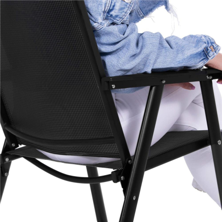 Scaun de gradina metalic, pliabil, 95x57x66cm, maxim 150kg, negru [26]
