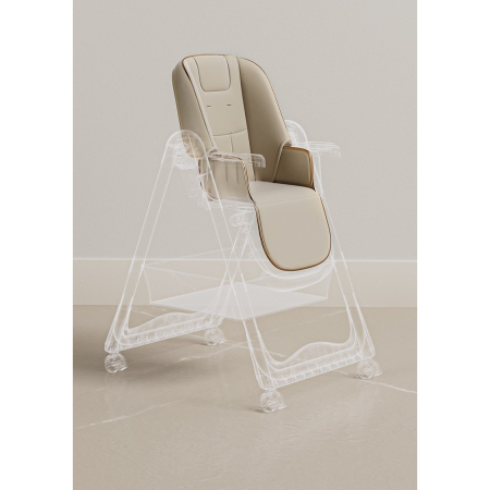 Scaun de Masa pentru Bebelusi si Copii, , 2 Tavite si Husa Detasabile, Multifuncțional, Stabil, Centura de Siguranta, Inaltime Ajustabila, Spatar Reglabil Moale, Cos de Depozitare, 100x50x80cm, de la 6 Luni, Crem [2]