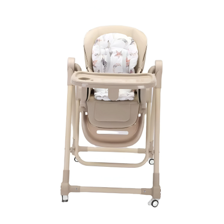 Scaun de Masa pentru Bebelusi si Copii, , Tavita si Husa Detasabile, Multifuncțional, Stabil, Centura de Siguranta, Inaltime Ajustabila, Spatar Reglabil Moale, Balansoar, de la 6 Luni, Bej [5]