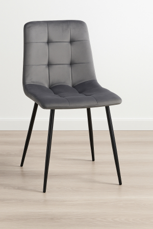 Scaun living tapitat cu catifea, spatar matlasat, 44x54x89 cm, gri [2]