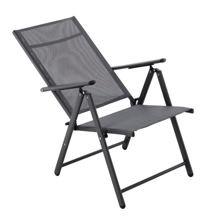 Scaun metalic de gradina, pliant, cu spatar reglabil, din otel, 60x58x100cm, gri [2]