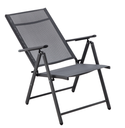 Scaun metalic de gradina, pliant, cu spatar reglabil, din otel, 60x58x100cm, gri [3]