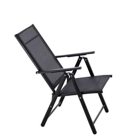 Scaun metalic de gradina, pliant, cu spatar reglabil, din otel, 60x58x100cm, negru [5]