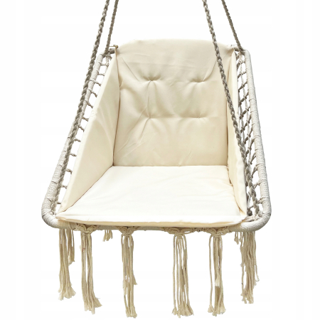 Leagăne tip scaun - Scaun patrat tip leagan suspendat cu perna pentru casa sau gradina, 60x65x115cm, bej