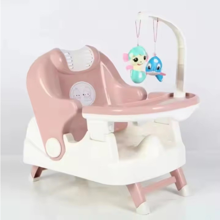 Scaun pentru Copii 2 in 1, , pentru Servit Masa si pentru Baie, Multifunctional, Pliabil, Portabil, din Plastic, Spatar Reglabil, 58 x 39 cm, Roz [2]